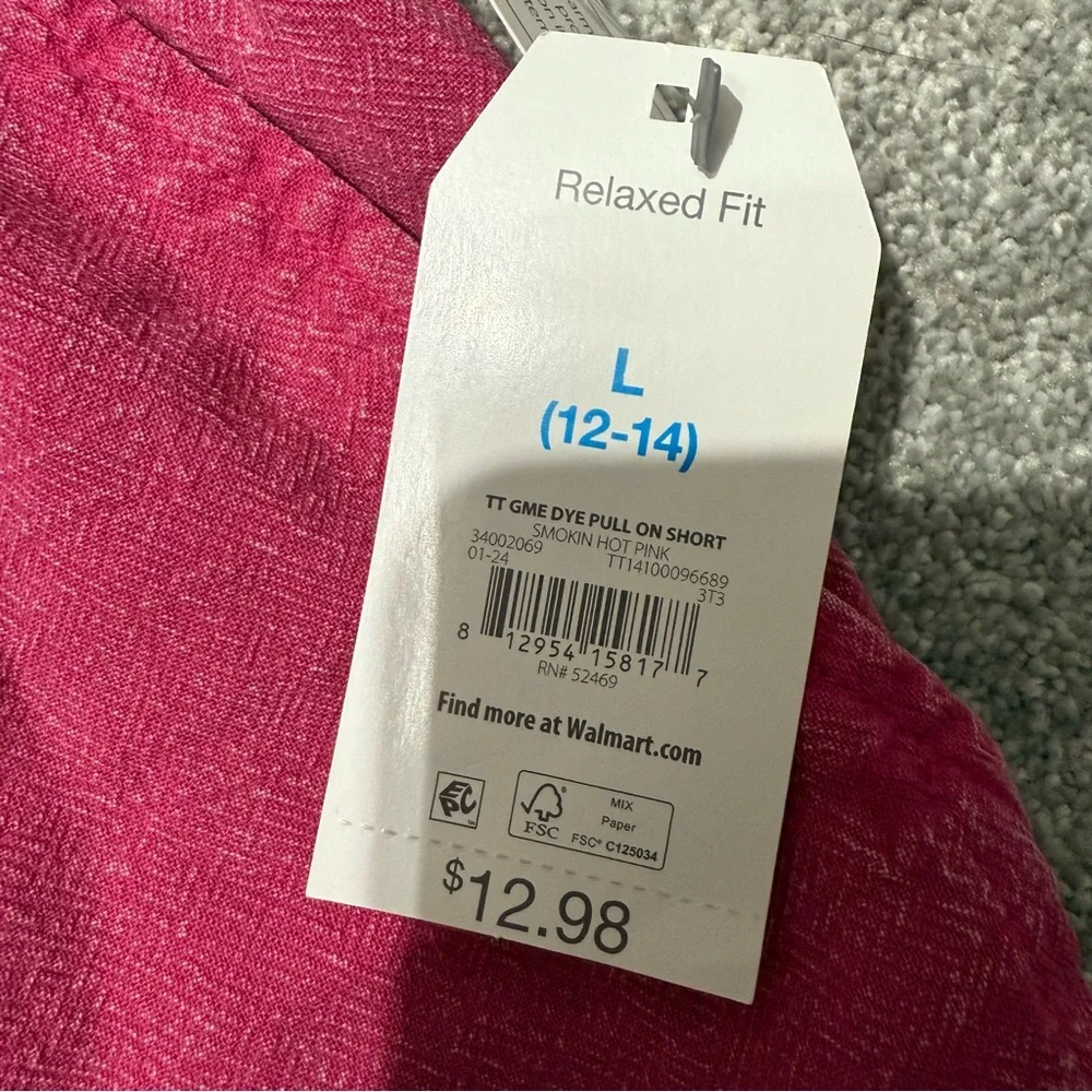 NWT Time and True Women’s Drawstring Shorts - hot pink wash, relaxed fit, size L - Picture 3 of 6